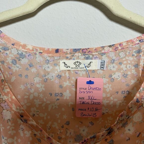 (5/$25 SALE ✅) 2 PC LOT Drunken Tango XXL Short Coverup Pullover Skater Dress - Picture 8 of 9